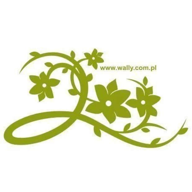 Chinese painting template 39 - Graphic design. Wavy line shape with flowers and leaves.