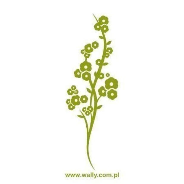 Chinese painting template 69 - Graphic design featuring a branch with flowers and leaves.