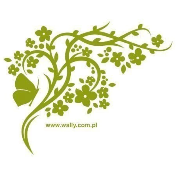 Chinese painting template 72 - Graphic design with branches, flowers, and a butterfly in intricate linework.