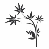 Japanese painting template 09 - Graphic design featuring branches with leaves in various sizes and shapes.