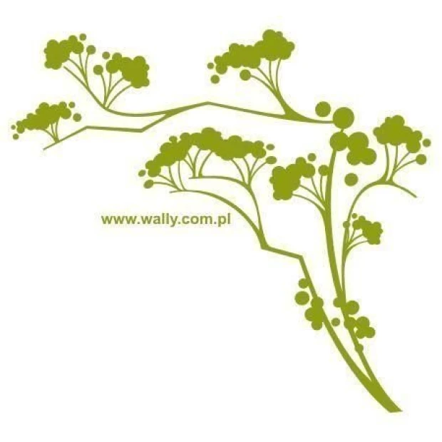 Japanese painting template 24 - Graphic pattern. Branch shape with round elements resembling fruits.