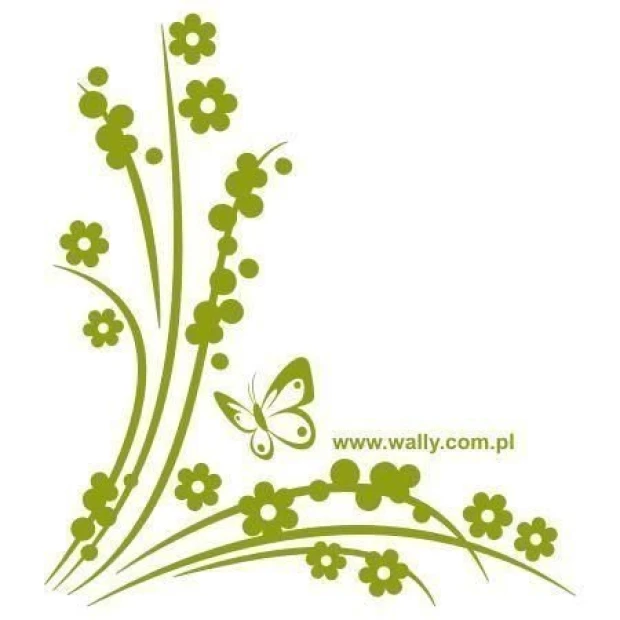 Japanese painting template 26 - Graphic design featuring flowers, leaves, and a butterfly in a dynamic composition.