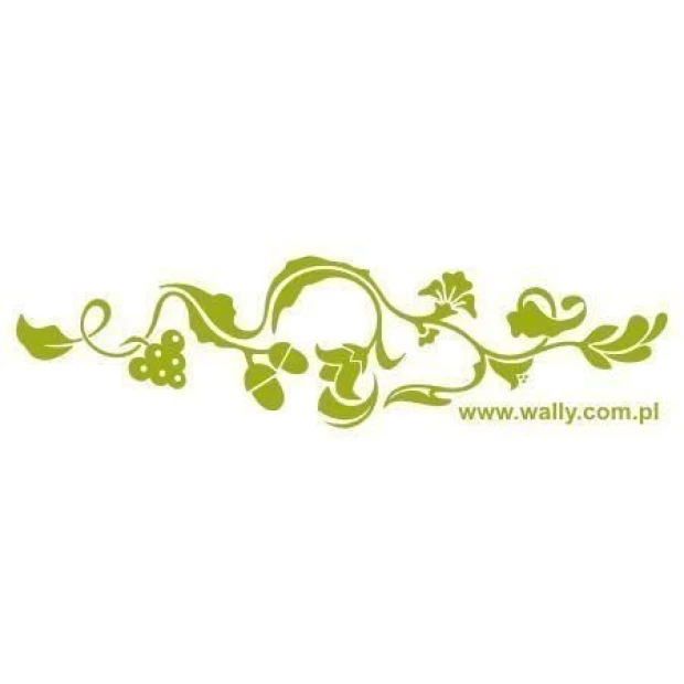 Climbing plant stencil 003 - Graphic design featuring vines with leaves and fruits in a wavy pattern.