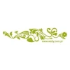 Climbing plant painting template 023 - Graphic design with wavy lines, leaves, and flowers in various shapes.
