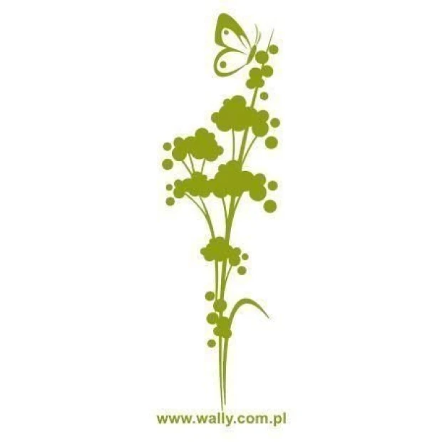 Japanese painting template 15 - Graphic design featuring a plant shape with flowers and a butterfly.