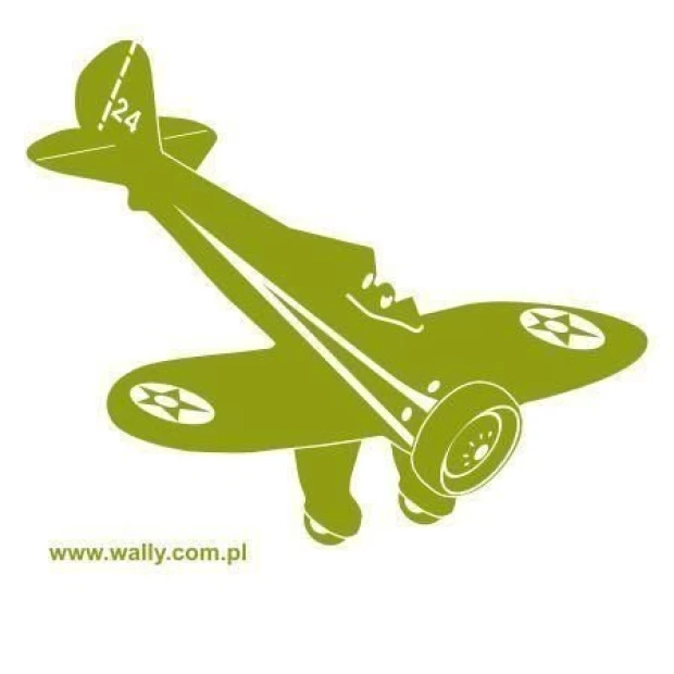 Stylish airplane painting template 04 in shades of green, perfect for a child\'s dream room.