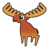 Colorful moose sticker in a children\'s style, perfect for decorating a little explorer\'s room.