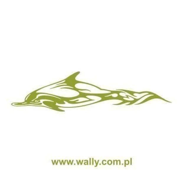 Stylish dolphin painting template in a soft green shade, perfect for a child\'s room.