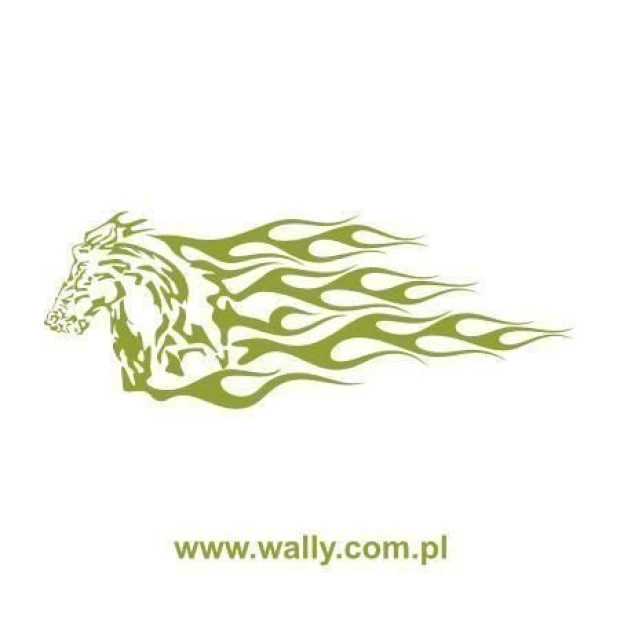Dynamic horse painting template in shades of green, perfect for modern interiors or a youth room.