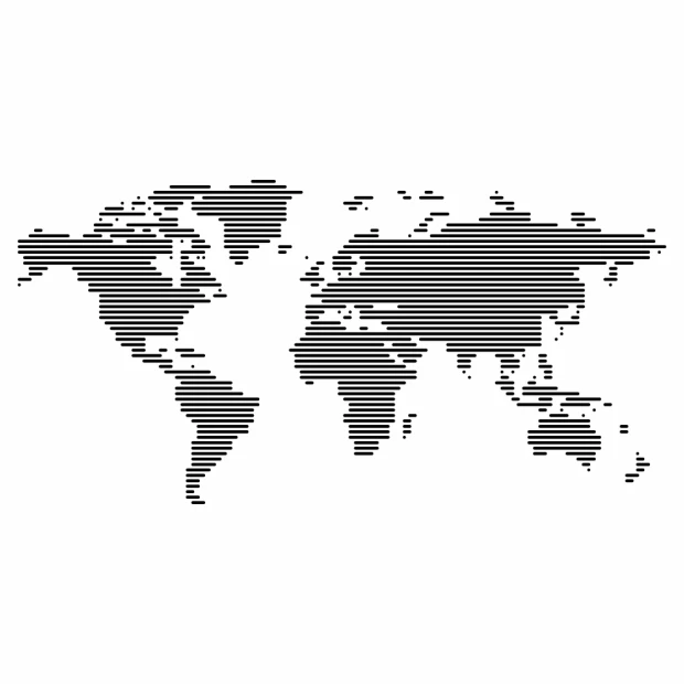 Stylish, minimalist world map in a modern design, perfect for an elegant office or workspace.