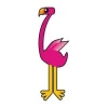 Bright flamingo sticker in vibrant colors, perfect for decorating a child\'s room or play area.