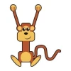 Cheerful monkey sticker in warm colors, perfect for a colorful children\'s room, adding joy.