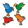 Colorful bird sticker in cheerful hues, perfect for brightening up a child\'s room.