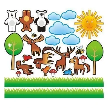 Colorful animal sticker set, perfect for decorating a child\'s room, adds a cheerful touch.