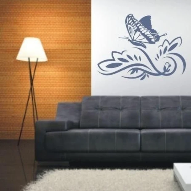 Elegant Chinese painting template 58 with a butterfly motif, perfect for a modern living room in muted tones.