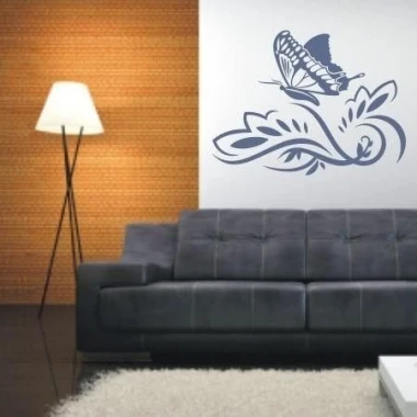 Elegant Chinese painting template 58 with a butterfly motif, perfect for a modern living room in muted tones.