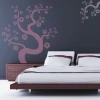 Stylish tree with purple flowers, perfect for a modern minimalist bedroom.