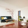 Stylish Japanese painting template 54 in a modern living room, adding charm with delicate floral designs.