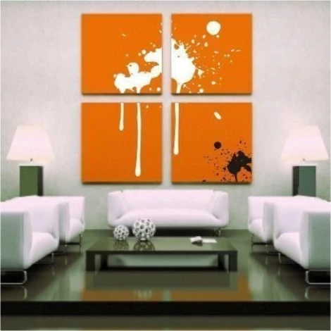 Energetic paint template splatter 01 in a modern living room, perfect for creating a dynamic backdrop.