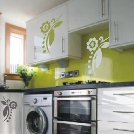 Floral painting template 007 in a modern kitchen, adding freshness and elegance in light shades.