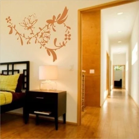 Floral painting template 018 in warm shades, perfect for a cozy bedroom or modern decor.