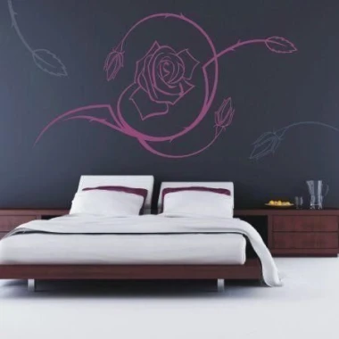 In an elegant bedroom, floral painting template 032 with a delicate rose motif adds unique charm.