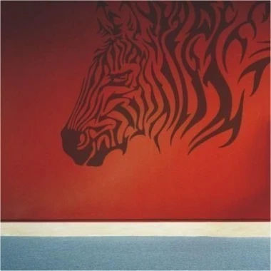 Stylish zebra 01 painting template in vibrant red, perfect for a modern living room.