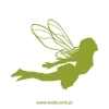 Magical elf painting stencil 0856 in a soft green shade, perfect for a creative children\'s room.