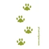 Green cat paw prints on a white background, perfect for decorating a child\'s room or play area.