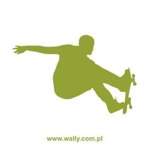 Dynamic skater painting template 0803 in an energetic green shade, perfect for a youth room.