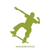 Dynamic skater painting template 0805 in vibrant green, perfect for a youth room or creative space.