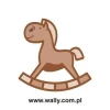 Charming sticker featuring a rocking horse, perfect for decorating a child\'s room.