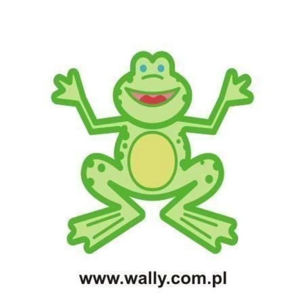 Cheerful frog sticker in friendly shades of green, perfect for a child\'s room or creative space.