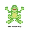 Cheerful frog sticker in friendly shades of green, perfect for a child\'s room or creative space.