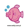 Joyful fish sticker in pastel shades, perfect for a colorful children\'s room.
