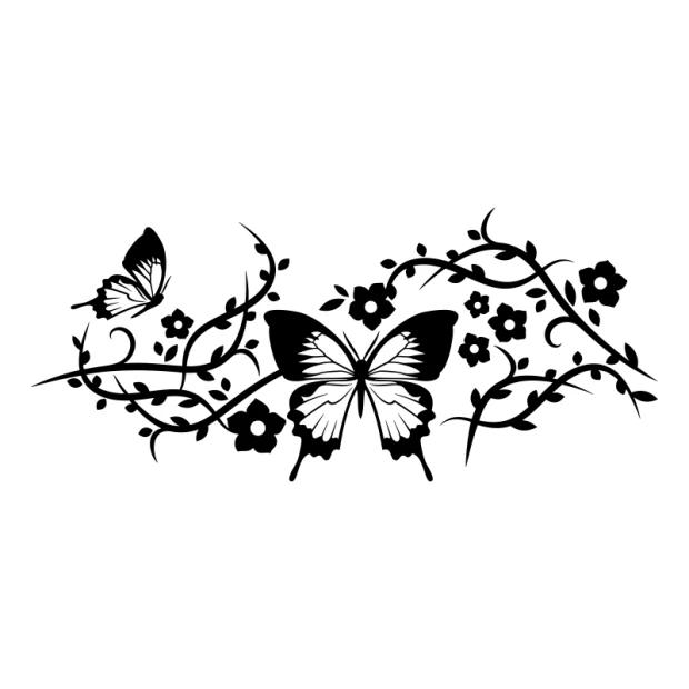 Stylish floral and butterfly painting template, perfect for decorating modern interiors.