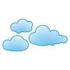 Cloud sticker 50 - Graphic design. Three blue clouds with light outlines.