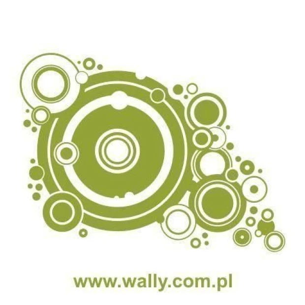 Abstract painting template 1071 - Graphic design with circles of varying sizes in a dynamic composition.