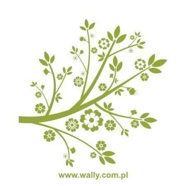 Painting stencil branch 1028 - Graphic design. Branch shape with leaves and flowers in various sizes.