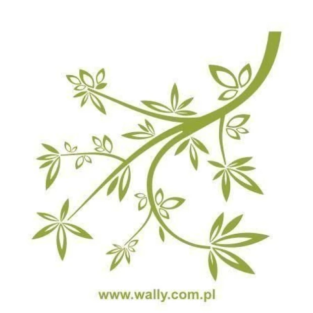 Painting template branch 1031 - Graphic design. A branch shape with leaves, featuring dynamic lines and asymmetry.