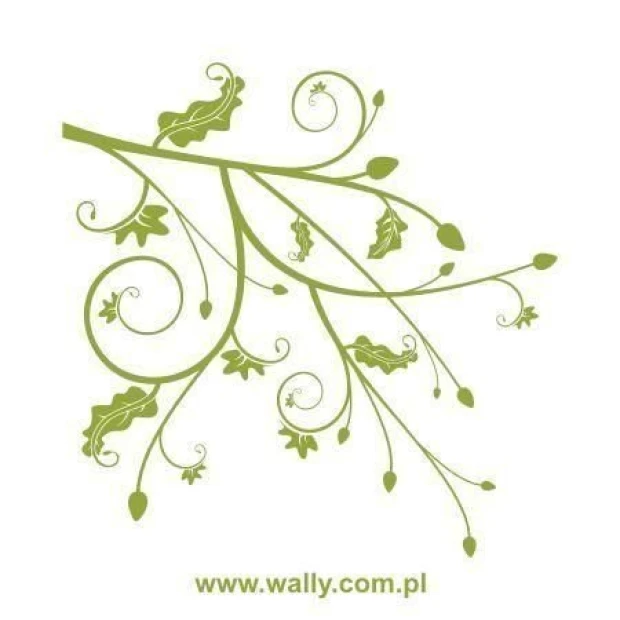Painting stencil branch 1032 - Graphic design featuring a branch shape with leaves and spiral elements.