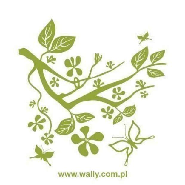 Painting stencil branch 1033 - Graphic design featuring branches, leaves, flowers, and a butterfly.
