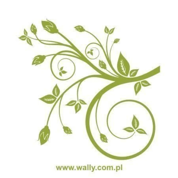 Painting template branch 1034 - Graphic design. A pattern shaped like a branch with leaves and spiral lines.