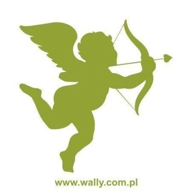 Cupid painting template 1014 - Graphic design featuring Cupid with raised wings holding a bow.
