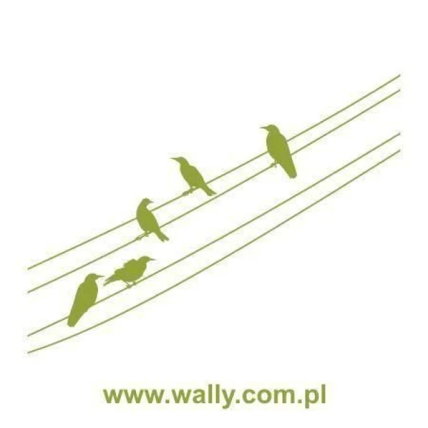 Bird painting stencil 1066 - Graphic pattern with horizontal lines and bird silhouettes in various poses.