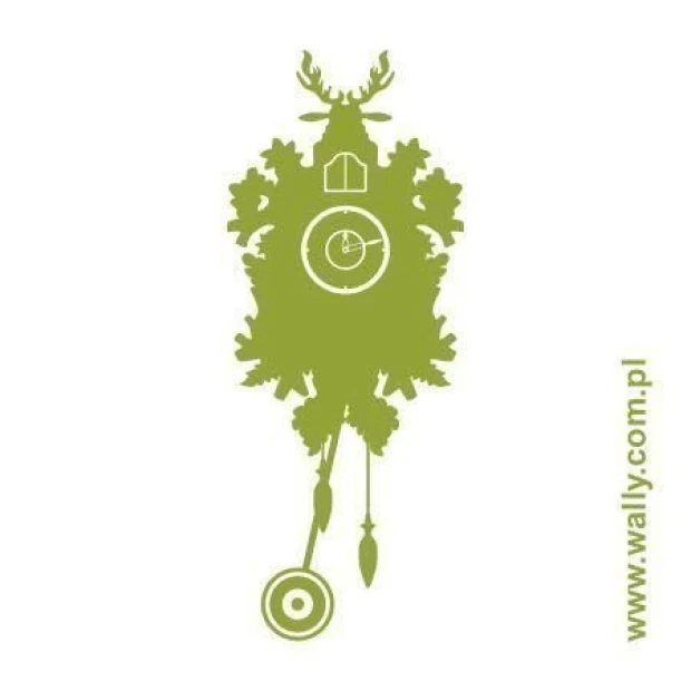 Painting template clock 1051 - Graphic design. Deer motif, round dial, and hanging elements.