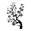 Tree painting stencil 1104 - Graphic design featuring branches with leaves forming an organic shape.