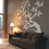 Painting template tree 1104 - Living room arrangement. Gray walls, dark-colored sofa.