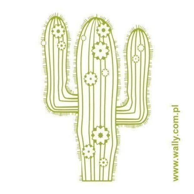 Cactus painting stencil 1103 - Graphic design featuring a cactus shape with clear outlines and flowers.