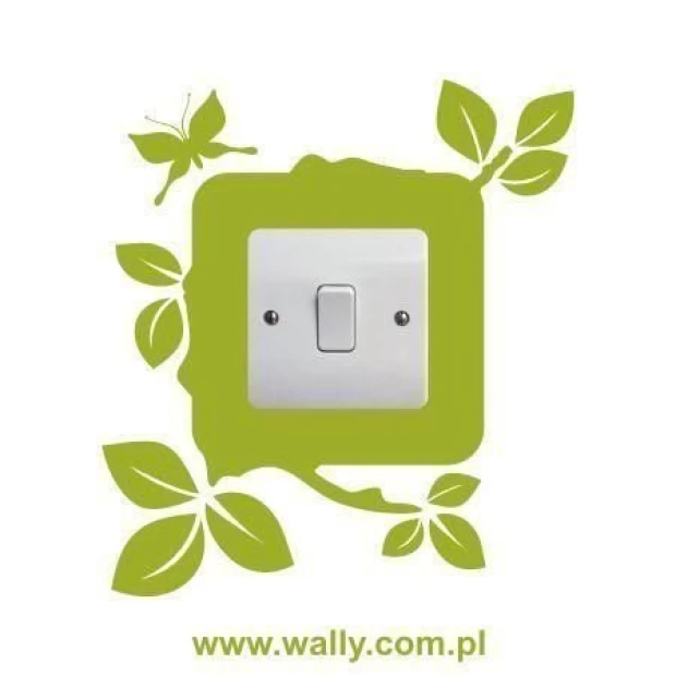 Painting template contact 1077 - Graphic design featuring leaf shapes surrounding a rectangle with space for a switch.
